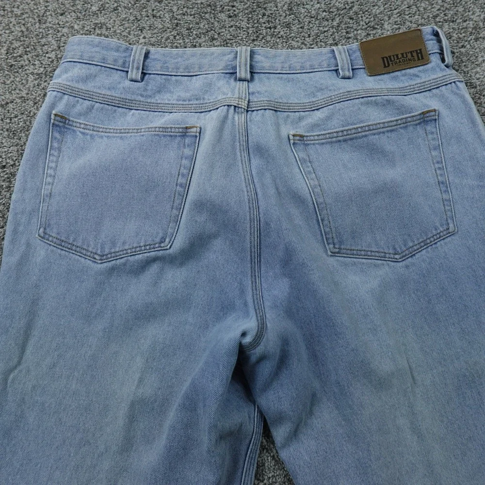 Duluth Trading Jeans Mens 40X30 Light Blue Denim Pants Straight Leg Outdoor Work